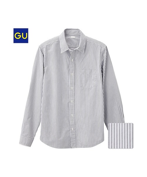 GU(ジーユー)の「(GU)ブロードストライプシャツ(長袖)C(MEN ⁄ シャツ・メンズ・NAVY/PINK/GRAY/LIGHT BLUE・M/S/XL/L)」の2枚目の写真
