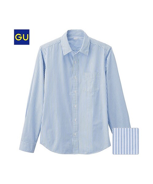 GU(ジーユー)の「(GU)ブロードストライプシャツ(長袖)C(MEN ⁄ シャツ・メンズ・NAVY/PINK/GRAY/LIGHT BLUE・M/S/XL/L)」の3枚目の写真