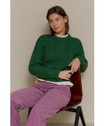 AMONG（アマング）の「[22FW] A RAGLAN CABLE KNIT_GREEN（その他）」