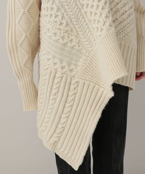 Curensology　アランイレギュラーニットプルオーバー　茶色　F 変形 Curensology（カレンソロジー）の「アランイレギュラーニットプル