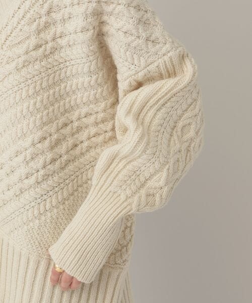 Curensology　アランイレギュラーニットプルオーバー　茶色　F 変形 Curensology アランイレギュラーニットプルオーバー 茶色 F 変形