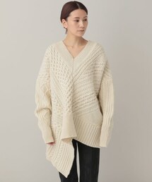 未使用級✨カレンソロジー　2023　イレギュラーアランニットカーディガン　グレー Curensology（カレンソロジー）の「アランイレギュラーニットプル