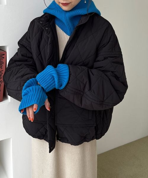 LOWRYS FARM（ローリーズファーム）の「ナカワタショートブルゾン（ジャケット/アウター・レディース・アイボリー08/ブラック09/ブルー85・F）」の8枚目の写真