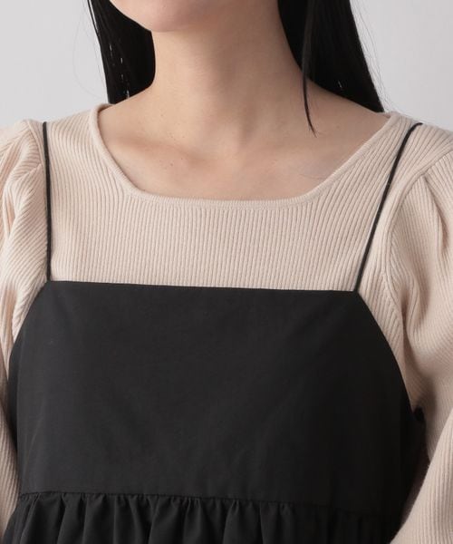 LOWRYS FARM（ローリーズファーム）の「スクエアギャザーキャミワンピース（ワンピース/ドレス・レディース・ブラック09/ブラック柄10/ブラウン58・F）」の12枚目の写真