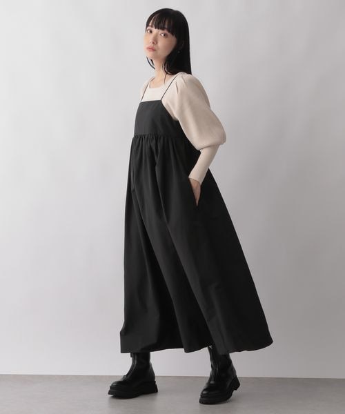 LOWRYS FARM（ローリーズファーム）の「スクエアギャザーキャミワンピース（ワンピース/ドレス・レディース・ブラック09/ブラック柄10/ブラウン58・F）」の4枚目の写真