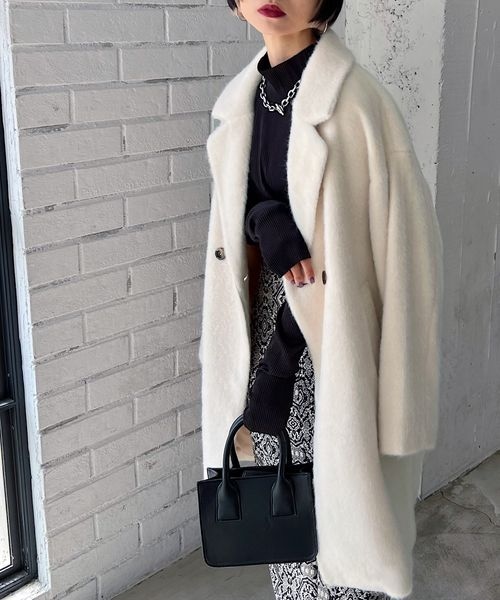 PAGEBOY（ページボーイ）の「シャギーテーラーコート（ジャケット/アウター・レディース・オフホワイト05/【WEB限定】ブラック09/チャコール18/ブルー85・F）」の7枚目の写真