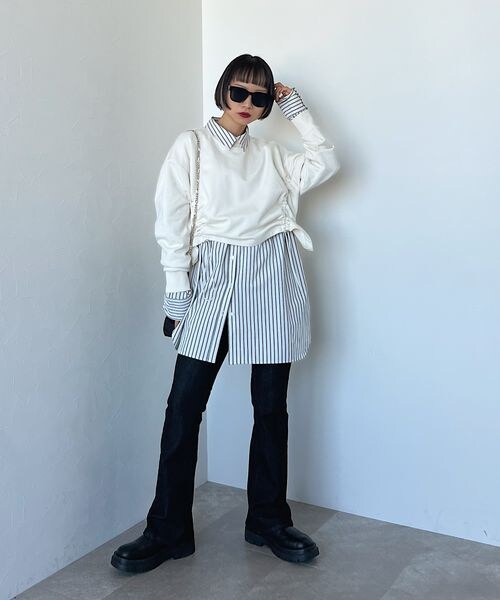 PAGEBOY（ページボーイ）の「ドロスト裏毛プルオーバー（トップス・レディース・オフホワイト05/ブラック09/ブラウン58・F）」の7枚目の写真