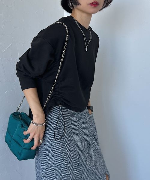 PAGEBOY（ページボーイ）の「ドロスト裏毛プルオーバー（トップス・レディース・オフホワイト05/ブラック09/ブラウン58・F）」の9枚目の写真