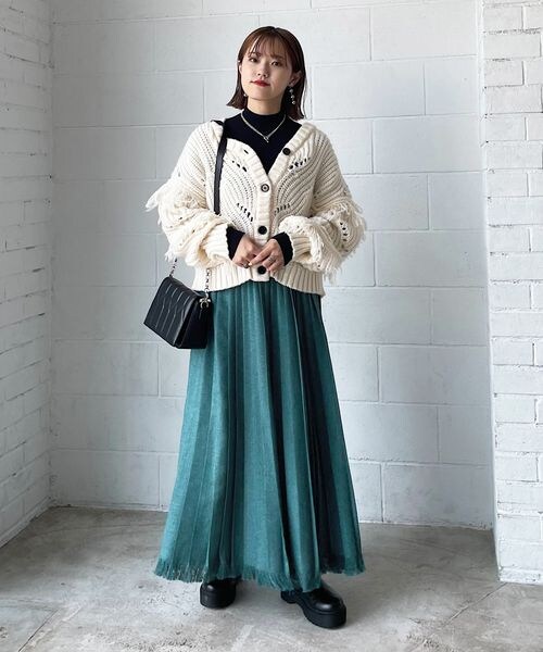 PAGEBOY（ページボーイ）の「ツイードプリーツスカート（スカート・レディース・ブラック09/グレージュ12/ターコイズ76・F）」の14枚目の写真