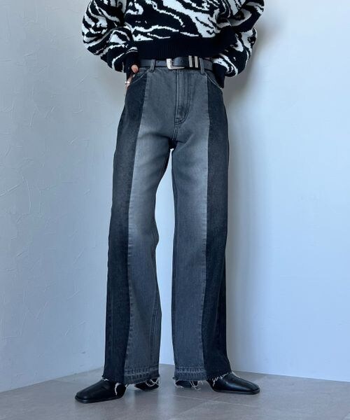 PAGEBOY（ページボーイ）の「パッチワークジーンズ（パンツ・レディース・ブラック09/ブルー85・25inch/26inch）」の3枚目の写真