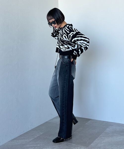 PAGEBOY（ページボーイ）の「パッチワークジーンズ（パンツ・レディース・ブラック09/ブルー85・25inch/26inch）」の6枚目の写真