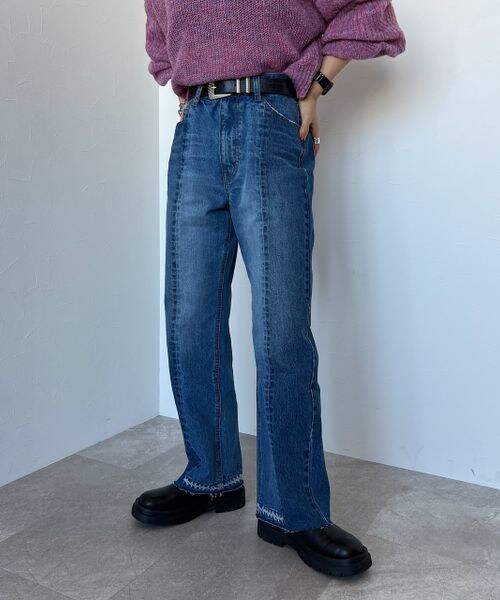 PAGEBOY（ページボーイ）の「パッチワークジーンズ（パンツ・レディース・ブラック09/ブルー85・25inch/26inch）」の2枚目の写真