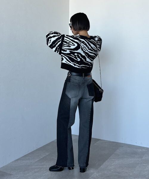 PAGEBOY（ページボーイ）の「パッチワークジーンズ（パンツ・レディース・ブラック09/ブルー85・25inch/26inch）」の5枚目の写真