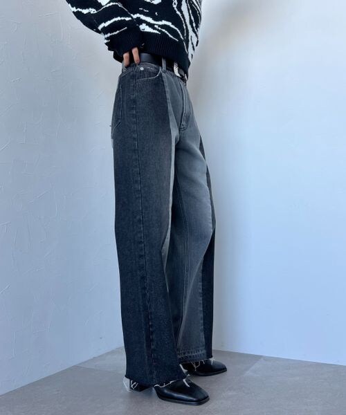 PAGEBOY（ページボーイ）の「パッチワークジーンズ（パンツ・レディース・ブラック09/ブルー85・25inch/26inch）」の4枚目の写真