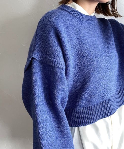 PAGEBOY（ページボーイ）の「ボクシーショートニット（トップス・レディース・オフホワイト05/ブラック09/柄ブラック10/柄ターコイズ79/ブルー85・F）」の18枚目の写真