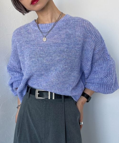 PAGEBOY（ページボーイ）の「メランジエアリーニット（トップス・レディース・ブラック09/グレージュ12/ピンク25/【WEB限定】ターコイズ76/ブルー82・F）」の5枚目の写真