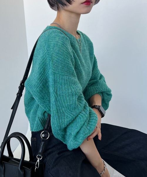 PAGEBOY（ページボーイ）の「メランジエアリーニット（トップス・レディース・ブラック09/グレージュ12/ピンク25/【WEB限定】ターコイズ76/ブルー82・F）」の20枚目の写真