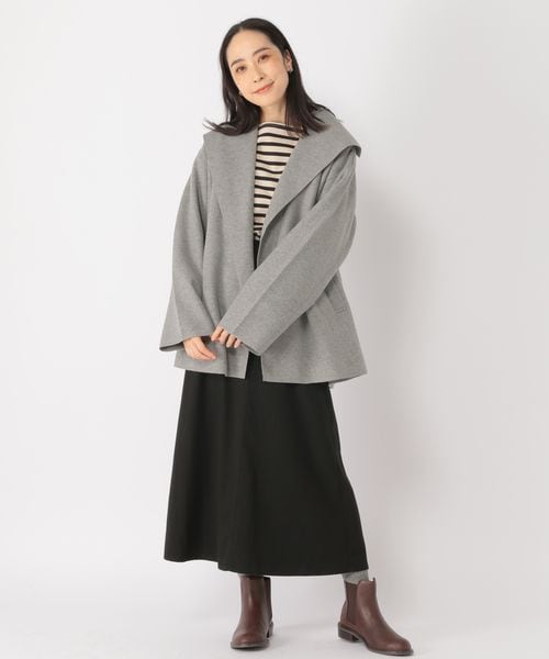 studio CLIP（スタディオクリップ）の「ナチュラル着流しハーフコート[プチサイズあり]（ジャケット/アウター・レディース・グレー15/モカ59/ネイビー88・F/PFREE(WEB限定)）」の4枚目の写真