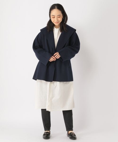studio CLIP（スタディオクリップ）の「ナチュラル着流しハーフコート[プチサイズあり]（ジャケット/アウター・レディース・グレー15/モカ59/ネイビー88・F/PFREE(WEB限定)）」の6枚目の写真