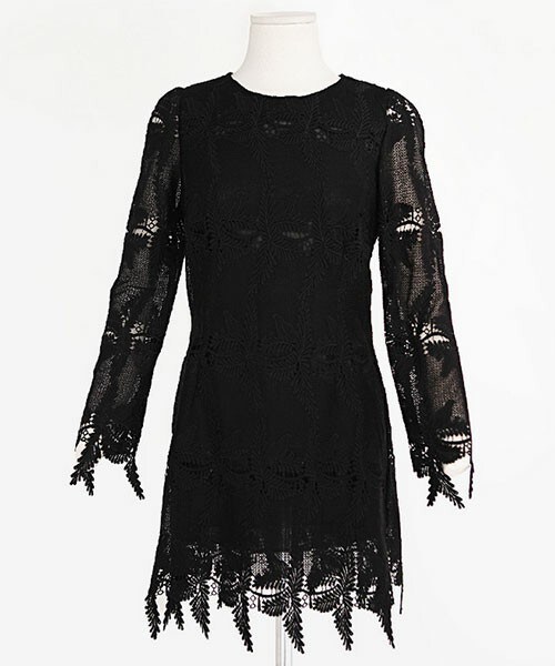 DHOLIC（ディーホリック）の「シースルースリーブレースワンピース（ワンピース・レディース・ホワイト/ブラック・free）」の2枚目の写真