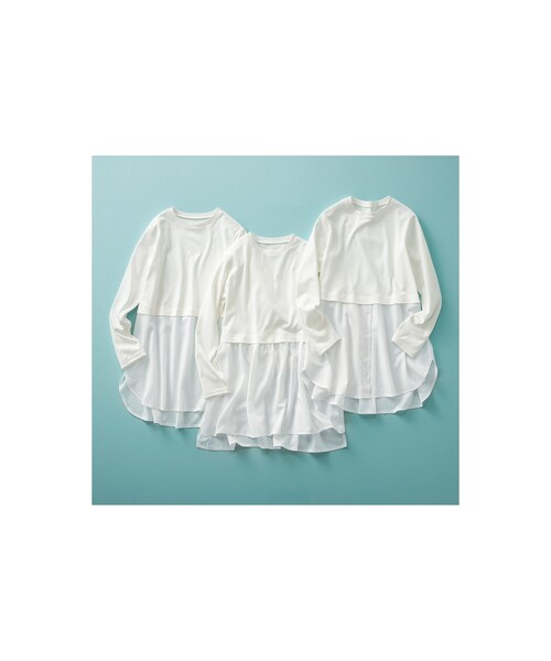 IEDIT（イディット）の「IEDIT[イディット] レイヤードに使える すそシャツデザインのホワイトロングカットソートップスの会（レディースファッション > トップス > Tシャツ・カットソー・レディース・ホワイト・身幅53.5/総丈81cm/身幅57/総丈82.5cm/身幅47/総丈79cm/身幅50/総丈80cm/身幅44/総丈78cm/身幅41/総丈77cm）」の7枚目の写真