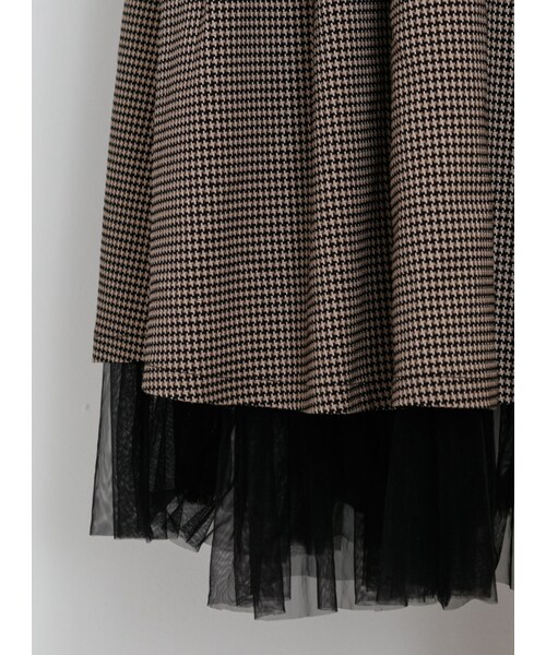 Marjorie（マージョリー）の「藝術囚禁犯，雙交叉鏤空拼紗千鳥格無袖洋裝（ワンピース/ドレス・レディース・咖啡・XS/S/M）」の10枚目の写真