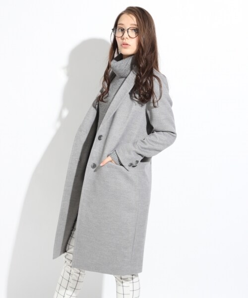 LOWRYS FARM（ローリーズファーム）の「ロングチェスターコート（ジャケット/アウター・レディース・ブラック/ライトブルー/グレー・Ｍ/Ｌ）」の3枚目の写真