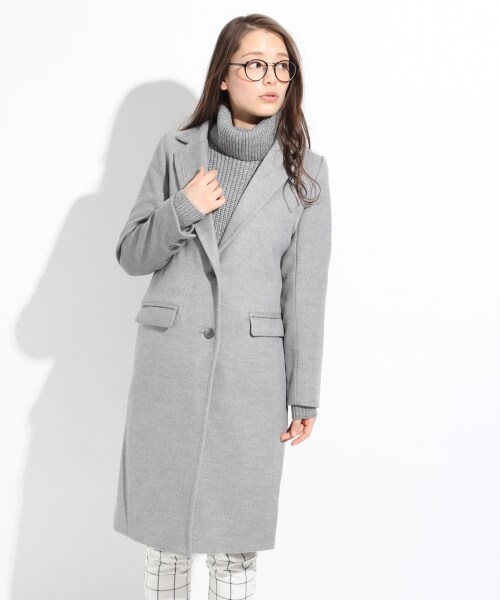 LOWRYS FARM（ローリーズファーム）の「ロングチェスターコート（ジャケット/アウター・レディース・ブラック/ライトブルー/グレー・Ｍ/Ｌ）」の4枚目の写真