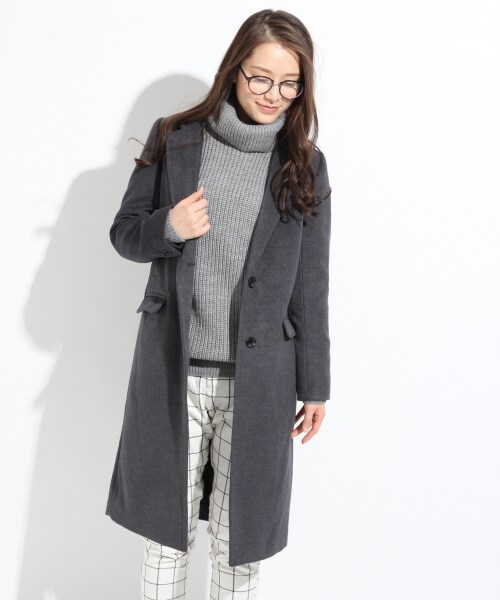 LOWRYS FARM（ローリーズファーム）の「ロングチェスターコート（ジャケット/アウター・レディース・ブラック/ライトブルー/グレー・Ｍ/Ｌ）」の2枚目の写真