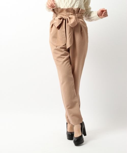 Heather(ヘザー)の「リボンタックパンツ(パンツ・レディース・ブラック/ベージュ・FREE)」の2枚目の写真