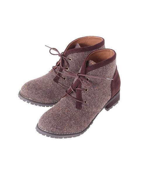 ehka sopo（エヘカソポ）の「ツイードショートブーツ1803824-41-13-13（ショートブーツ・レディース・グレー/ベージュ/ブラウン・M/L）」の4枚目の写真