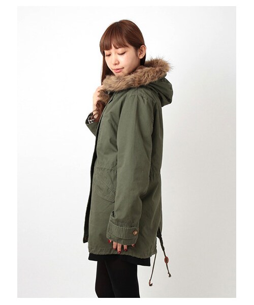 ehka sopo（エヘカソポ）の「ライナー付ロングモッズコート1300778-41-13-11（コート　・レディース・キャメル/カーキ・M）」の4枚目の写真