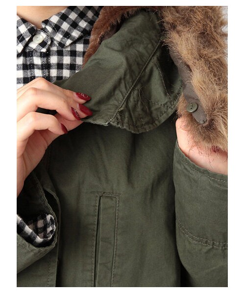 ehka sopo（エヘカソポ）の「ライナー付ロングモッズコート1300778-41-13-11（コート　・レディース・キャメル/カーキ・M）」の8枚目の写真