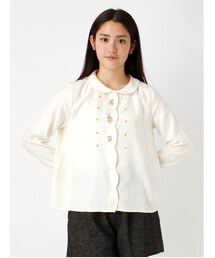 ehka sopo | 綿ビエラ起毛前立刺繍ブラウス1702516-41-13-11(トップス)