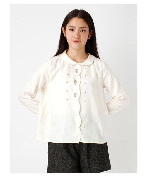 ehka sopo（エヘカソポ）の「綿ビエラ起毛前立刺繍ブラウス1702516-41-13-11（シャツ・ブラウス・レディース・オフホワイト/ピンク/サックスブルー・M）」の3枚目の写真