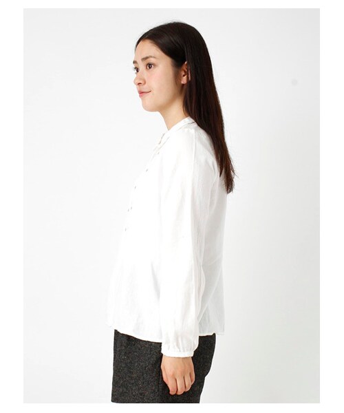 ehka sopo（エヘカソポ）の「綿ビエラ起毛前立刺繍ブラウス1702516-41-13-11（シャツ・ブラウス・レディース・オフホワイト/ピンク/サックスブルー・M）」の5枚目の写真