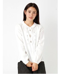 ehka sopo | 綿ビエラ起毛前立刺繍ブラウス1702516-41-13-11(トップス)