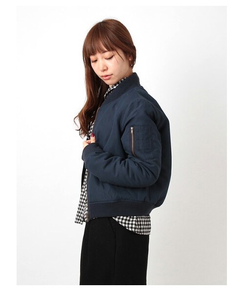 ehka sopo（エヘカソポ）の「MA-1ジャケット1301003-42-13-11（ジャケット・レディース・カーキ/ネイビー・M）」の4枚目の写真