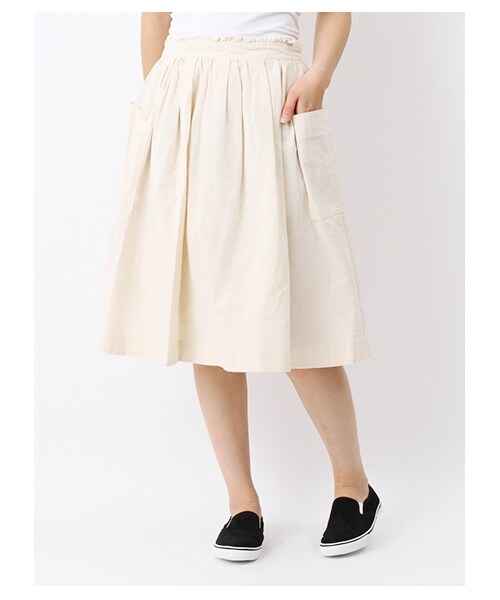 ehka sopo（エヘカソポ）の「キャンバスタックギャザースカート1500992-41-13-11（スカート・レディース・オフホワイト/イエロー/ブルー・M）」の4枚目の写真