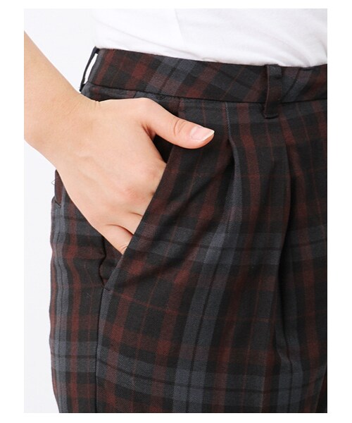 ehka sopo（エヘカソポ）の「チェックセンタープレスパンツ1401240-32-13-11（パンツ・レディース・ブラウン/グリーン・S/M）」の7枚目の写真