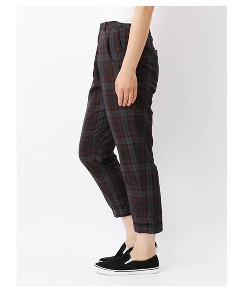 ehka sopo（エヘカソポ）の「チェックセンタープレスパンツ1401240-32-13-11（パンツ・レディース・ブラウン/グリーン・S/M）」の4枚目の写真