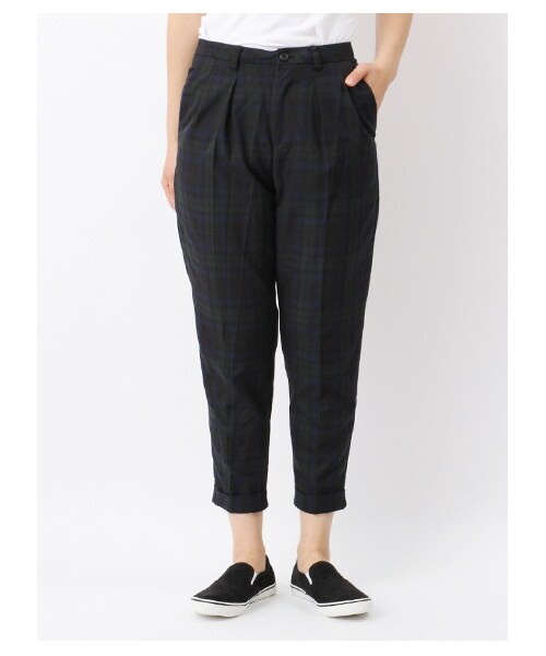 ehka sopo（エヘカソポ）の「チェックセンタープレスパンツ1401240-32-13-11（パンツ・レディース・ブラウン/グリーン・S/M）」の2枚目の写真