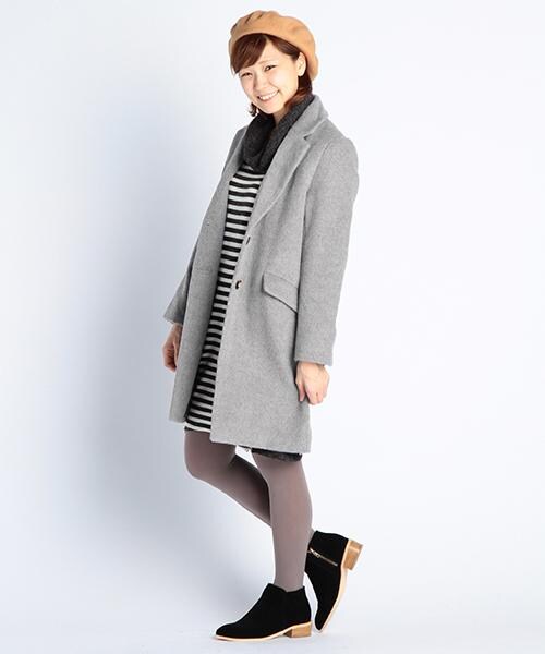 RAY CASSIN（レイカズン）の「フェイクシャギーチェスターコート（ジャケット/アウター・レディース・ネイビー/グリーン/チャコールグレー/キナリ・FREE）」の11枚目の写真