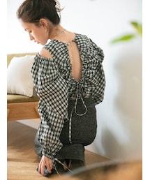 Ungrid | ギンガムチェックバックオープンブラウス(シャツ/ブラウス)