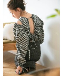 Ungrid | ギンガムチェックバックオープンブラウス(シャツ/ブラウス)