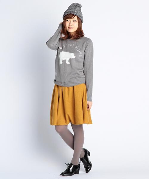 RAY CASSIN（レイカズン）の「クマ柄プルオーバーニット（トップス・レディース・ネイビー/グレー/オフシロ・FREE）」の8枚目の写真