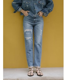 Ungrid | ハイウエストルーズクラッシュストレートデニム(デニムパンツ)