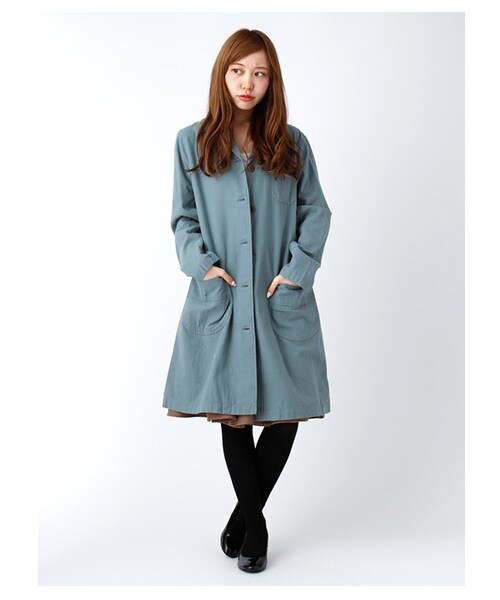 ehka sopo（エヘカソポ）の「バッグツイルショップコート1300878-32-13-11（コート　・レディース・キャメル/ミント/ネイビー・M）」の3枚目の写真
