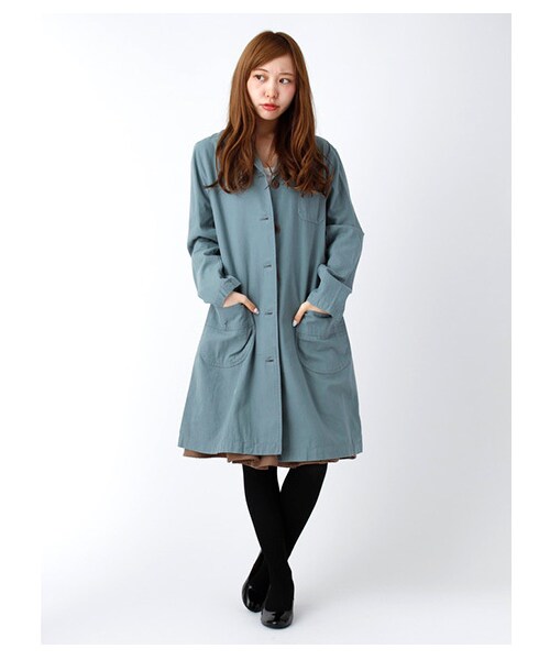 ehka sopo（エヘカソポ）の「バッグツイルショップコート1300878-32-13-11（コート　・レディース・キャメル/ミント/ネイビー・M）」の4枚目の写真