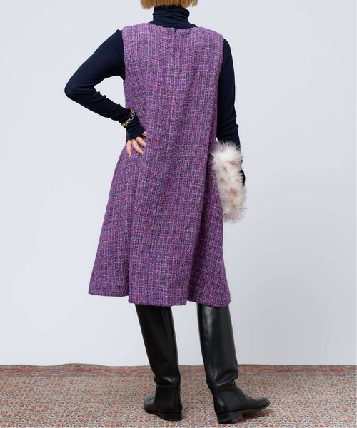 IENA（イエナ）の「IENA LA BOUCLE カラーツィードVネックワンピース